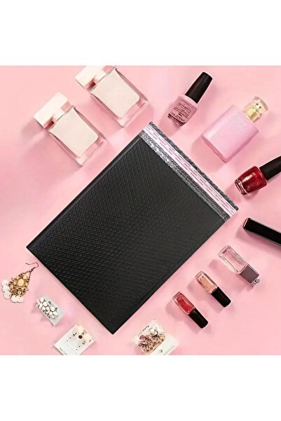 OZN AKSESUAR Bantlı Siyah Patpatlı Balonlu Kargo Poşeti E Ticaret poşeti 50 Adet 25x30+4