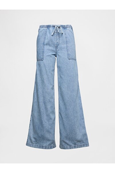 GAP Kadın Mavi Mid Rise UltraSoft Easy Baggy Jean Pantolon