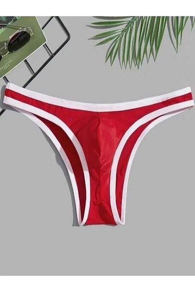 Shimmer Look Men's Red Brazillian Slip with Piping