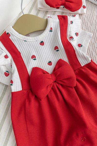 Babymod Cotton Baby Girl Summer Jumpsuit Set with Bandana and Bow