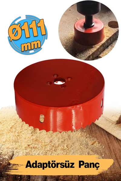 Badem10 Bi Metal Panç 111 mm Delik Açma Alçıpan Ahşap Pvc Delme Testeresi Ada...