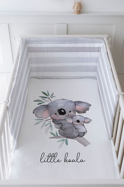 Tuğba Kuğu Baby Bedside Protector and Printed Sheet Sleeping Set - Pure Baby Series - Baby And Mother Koala