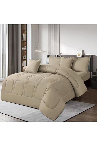 Moon 6-piece plain double quilt set
