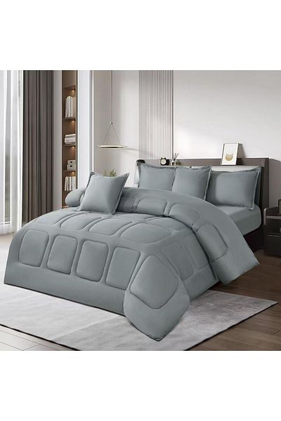 Moon 6-piece plain double quilt set