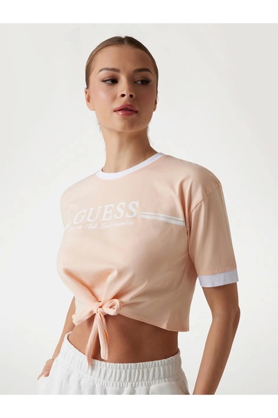 Guess KNOT T-SHIRT Γυναικείο Ροζ Crop V5GI05I3Z14-G6J4