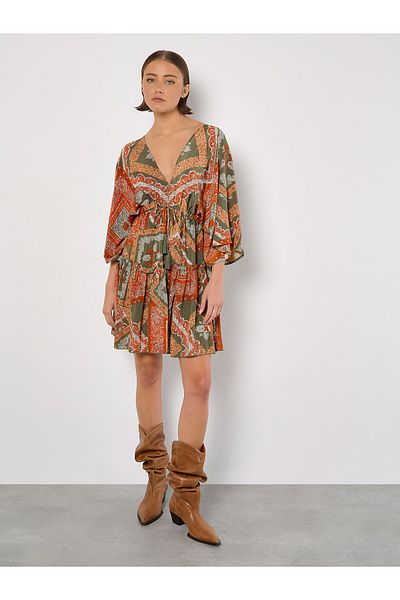 Apricot Kaftan-minikleid Mit Satinschal
