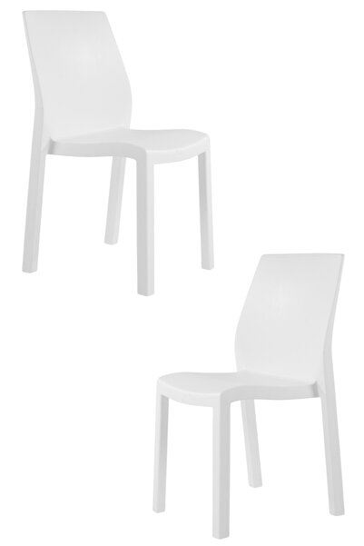Papatya Yummy Sandalye Beyaz 2li Paket - Plastik Bahçe Balkon Sandalyesi
