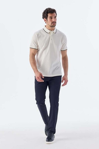 Jakamen Μπεζ Slim Fit 100% βαμβακερό μπλουζάκι με γιακά πόλο