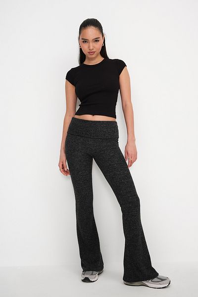 Addax Folded Waistband Soft Texture Pants Pn350-S12