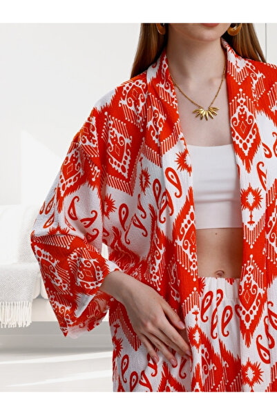 MOONBULL Kadın Desenli Kimono Takım