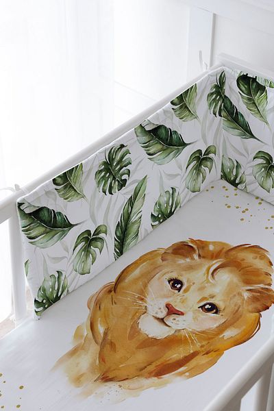 Tuğba Kuğu Baby Bedside Protector and Printed Sheet Sleeping Set - For Baby Series - Watercolor Lion