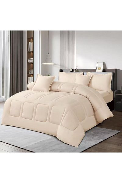 Moon 6-piece plain double quilt set