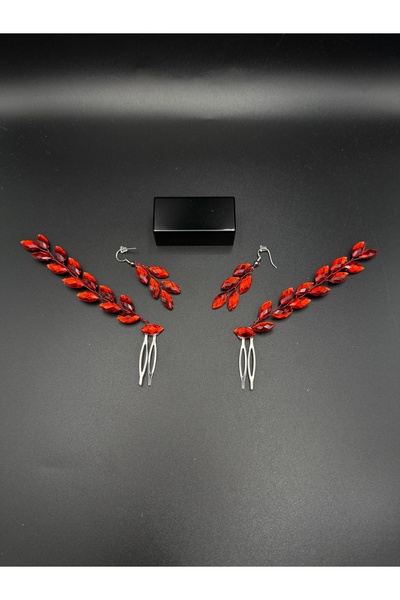 gelinmz Κομψό Σετ Μαλλιών και Σκουλαρίκια Φύλλων