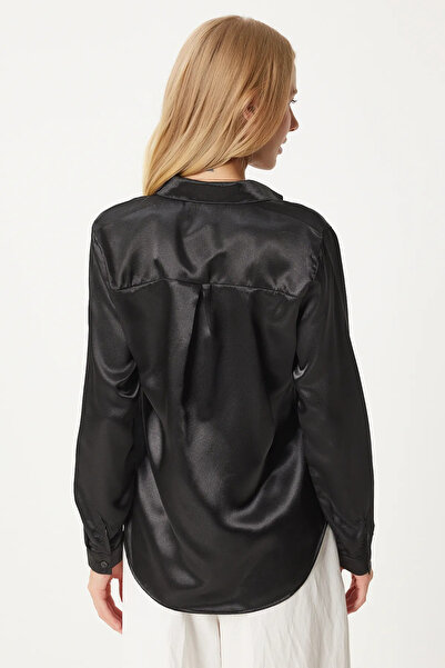LE CARAMBOLE Női fekete világos drapériás szatén ing