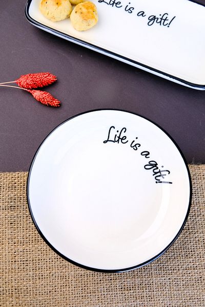 tabakevi Plate House Porcelain Motto Gift Plate 240Cc Single 15X15X2Cm