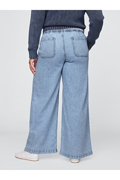 GAP Kadın Mavi Mid Rise UltraSoft Easy Baggy Jean Pantolon