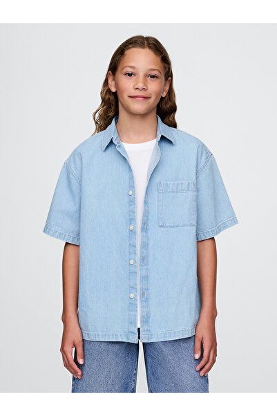 GAP Erkek Çocuk Mavi Denim Gömlek