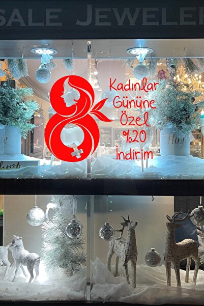 New Jargon 8 Mart Kadınlar Gününe Özel %20 Indirim Yazısı Cam Vitrin Sticker ...