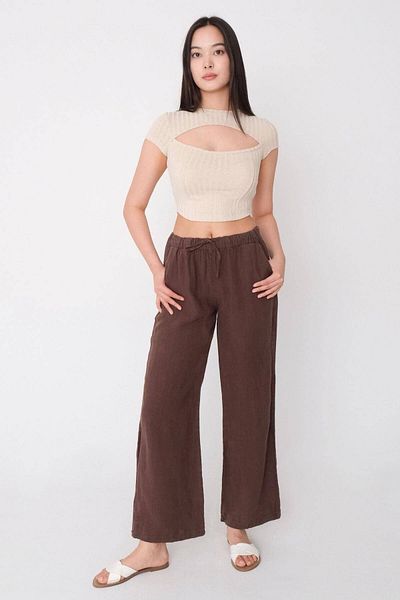 Addax Waist Tie Linen Pants Pn4991-pnn