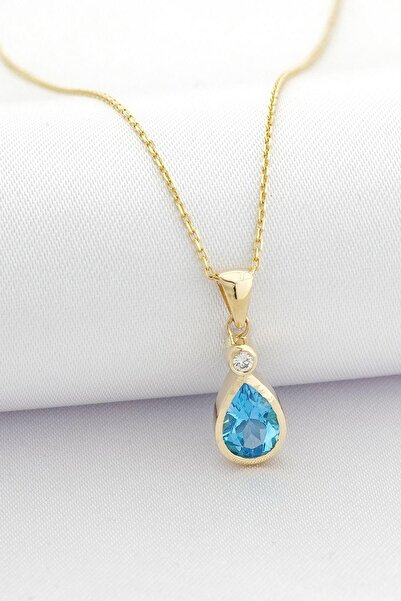 Iryum Damla Blue Topaz Tektaş Kolye