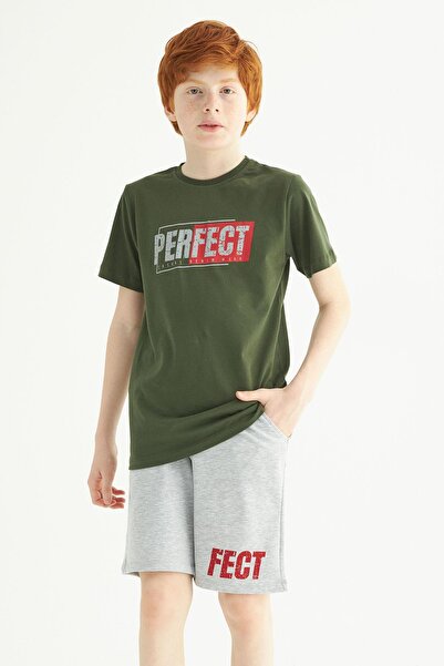 zepkids Короткий рукав з принтом, хакі-сірий колір, комплект для хлопчиків