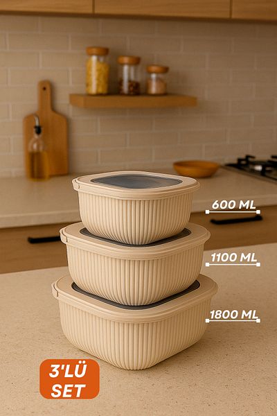 welcomein 3-Piece Colorful Lockable Lid Storage Container Diffuse Microwave and Refrigerator Compatible Organizer