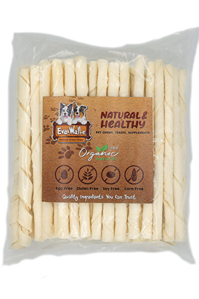 Eva & Wall-e Beyaz Burgu Çubuk 100’lü | Doğal Köpek Çiğneme Kemiğ