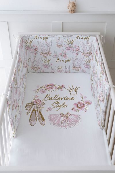 Tuğba Kuğu Baby Bedside Protector and Printed Sheet Sleeping Set - For Baby Series - Gold Ballet Clothes