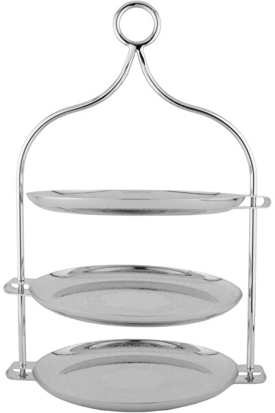 ALSAIF Sohwa Three-Layer Iron Tray, Full Chrome, Round