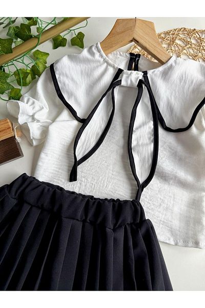 tunays shopping Summer Short Sleeve Blouse Pleated Skirt Girls' Set