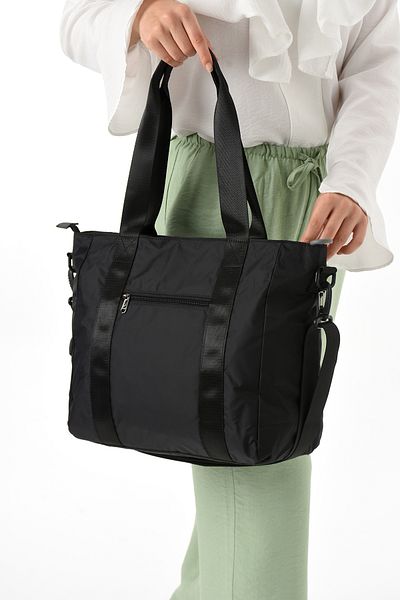 Sanmorris Sn-6008 Women's Water Resistant Parachute Fabric Hand and Shoulder Bag Black