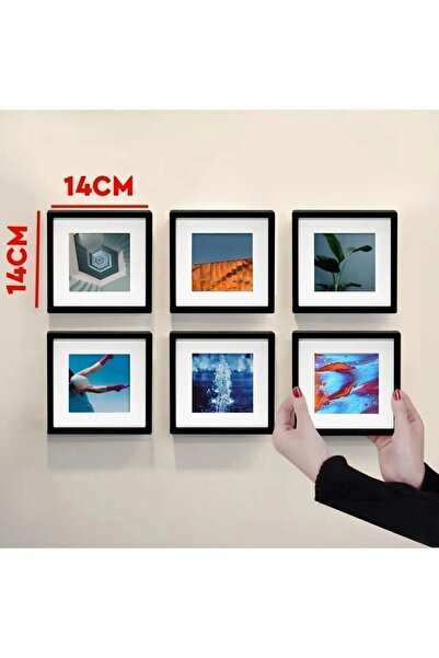 LİFE GLOBAL Sök Tak Kare Çerçeve Siyah Ve Kendinden Yapışkanlı Pilli Aplik Lamba 7 Li SetPaket PVC Li