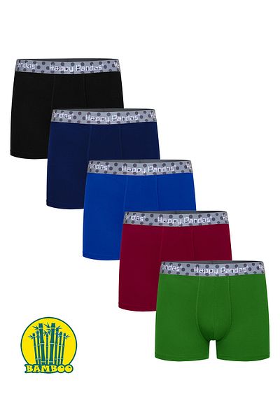 BRAINWEAR Men's 5 Pack Lycra Bamboo Digital Printed Boxers - Happy Pandas Creation