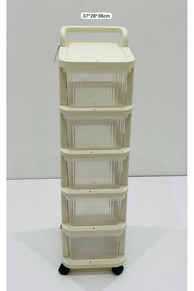 TrentonGCC Five-Drawer Rolling Storage Organizer with Labels
