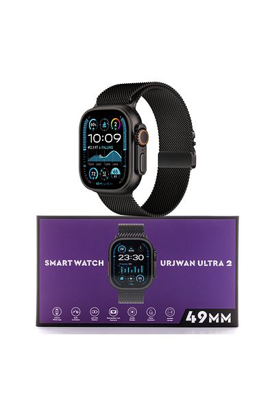 Urjwan Ultra 2 Smartwatch - Black | Amoled Display, Photo Display Feature, Exclusive App, 3 Premium Straps