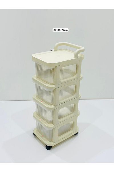 TrentonGCC Four-Tier Rolling Storage Rack with Ribbed Compartments