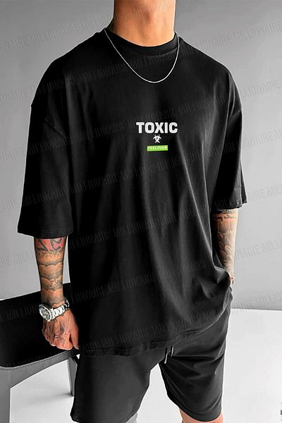 Millionaire Men's Black Toxic Oversize Fit Loose Wide Fit Loose Cut T-Shirt