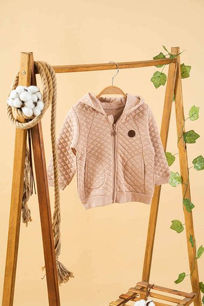 bombe Baby Kids Beige Hooded Cotton Comfortable Cardigan Coat Trend Fashion Cardigan Coat
