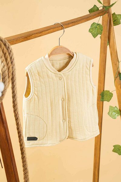 bombe Baby Kids Yellow Crew Neck Cotton Comfortable Vest Trend Fashion Vest