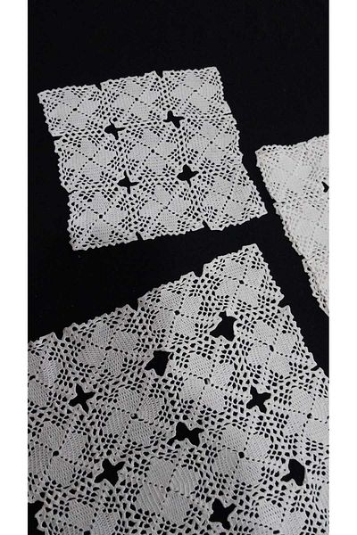 Papatyam Hand Knitted Crochet - Lace & Vintage Interlaced - 1 Piece (23X23) and 3 Pieces (17X17)
