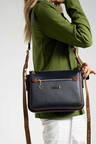 Getcho Bavlor Navy Blue Women's Crossbody Bag Zippered Medium Size Adjustable Strap Daily Stylish Shoulder Model