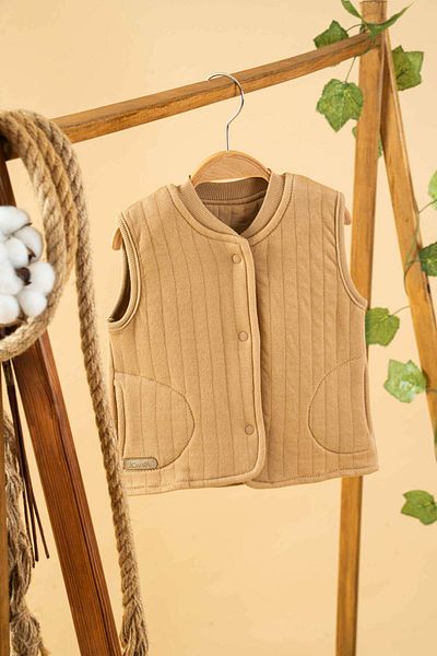 bombe Baby Kids Camel Crew Neck Cotton Comfortable Vest Trend Fashion Vest