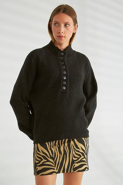 Robin Pink Dök Yeka Knitwear and Sweater, Buttoned Detail Vertical Theme