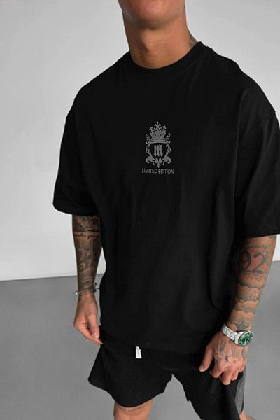 Millionaire Men's Black Royal Essence Oversize Fit Loose Wide Fit Loose Cut T-Shirt