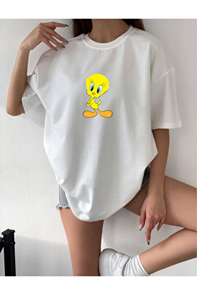 H&GHAMLEGİYİM T-shirt T-shirt TWEETY DESIGN με στάμπα Oversize