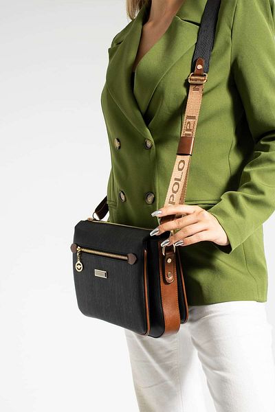 Getcho Bavlor Black Women's Crossbody Bag Zippered Medium Size Adjustable Strap Daily Stylish Shoulder Model