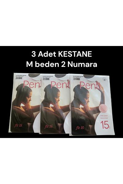 Penti Кестеняви чорапогащи, размер 15, 3 броя, с лъскави пръсти, среден размер, 2 номер