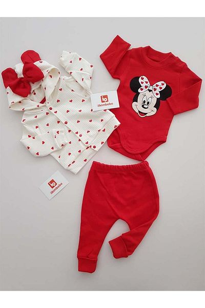 ilkimbebe Miki Heart Cardigan 3 Piece Set