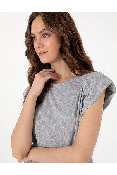 Pierre Cardin Gray Melange Regular Fit T-Shirt 50301482 -Vr086