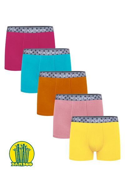 BRAINWEAR Men's 5 Pack Lycra Bamboo Digital Printed Boxers - Happy Pandas Creation